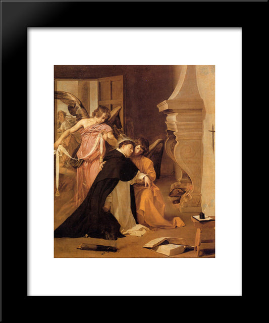 The Temptation Of St. Thomas Aquinas 20x24 Black Modern Wood Framed Art Print Poster by Velazquez, Diego