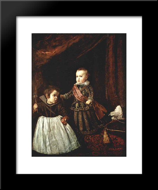 Prince Baltasar Carlos With A Dwarf 20x24 Black Modern Wood Framed Art Print Poster by Velazquez, Diego