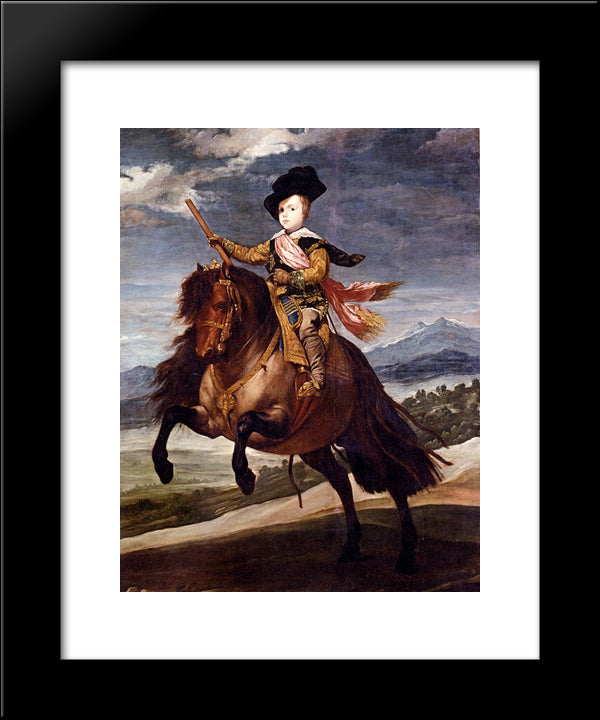 Equestrian Portrait Of Balthasar Carlos 20x24 Black Modern Wood Framed Art Print Poster by Velazquez, Diego