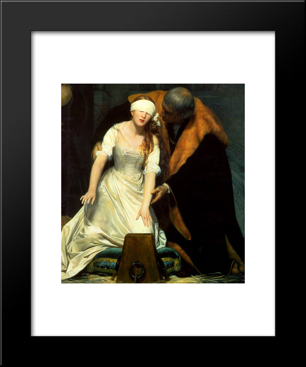 The Execution Of Lady Jane Grey ' Detail 20x24 Black Modern Wood Framed Art Print Poster by Delaroche, Paul