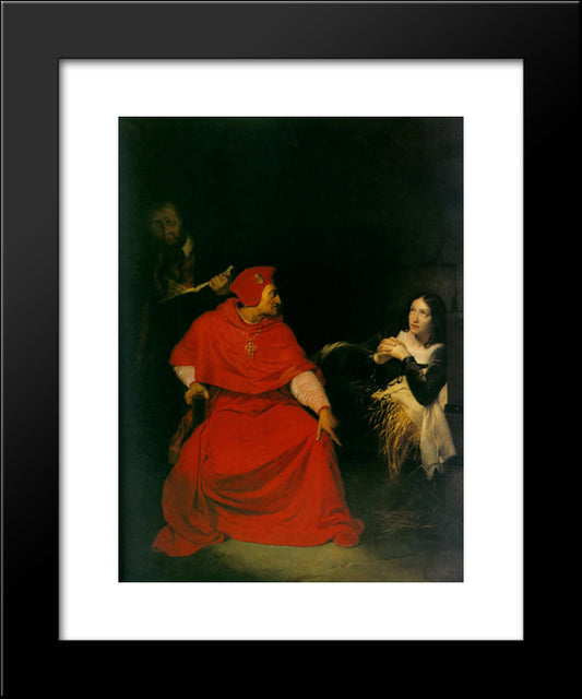 Joan Of Arc In Prison 20x24 Black Modern Wood Framed Art Print Poster by Delaroche, Paul