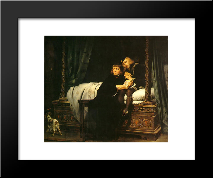 The Children Of King Edward Imprisoned In The Tower 20x24 Black Modern Wood Framed Art Print Poster by Delaroche, Paul