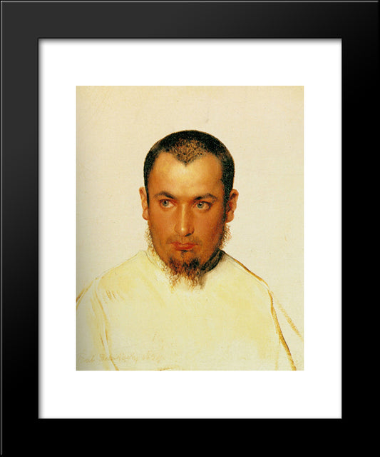 Head Of A Camoldine Monk 20x24 Black Modern Wood Framed Art Print Poster by Delaroche, Paul