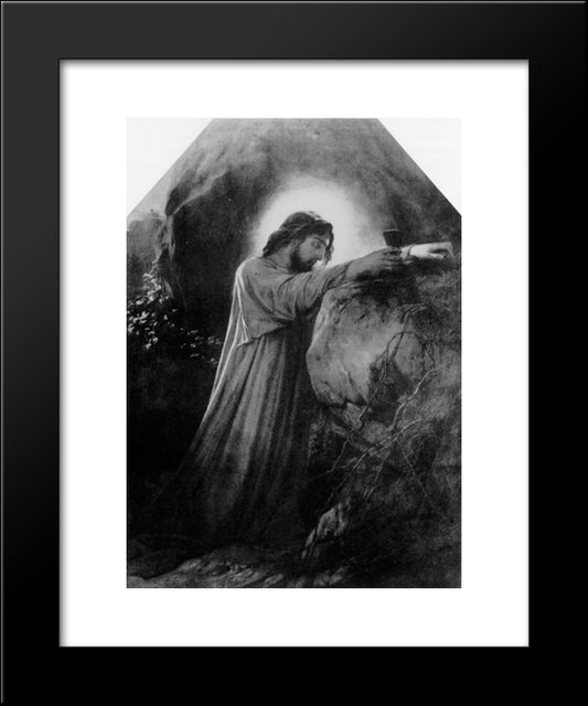 Christ On The Mount Of Olives 20x24 Black Modern Wood Framed Art Print Poster by Delaroche, Paul