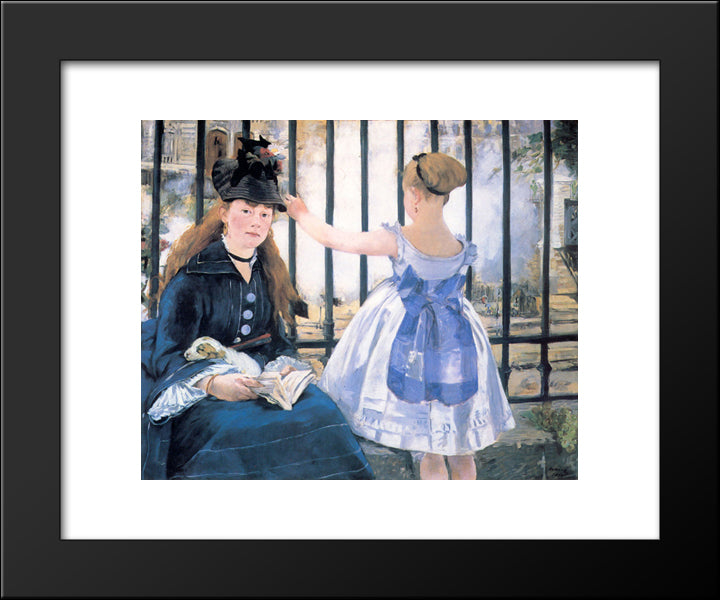 The Railroad 20x24 Black Modern Wood Framed Art Print Poster by Manet, Edouard