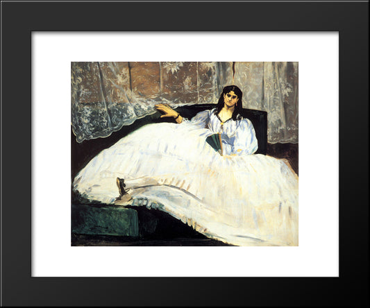 Baudelaire'S Mistress Reclining 20x24 Black Modern Wood Framed Art Print Poster by Manet, Edouard