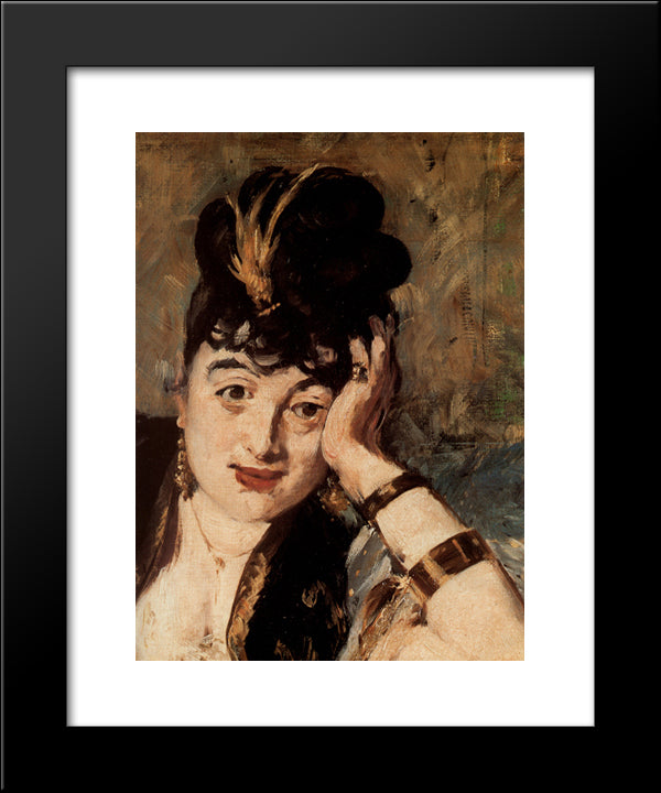 Woman With Fans [Detail] 20x24 Black Modern Wood Framed Art Print Poster by Manet, Edouard