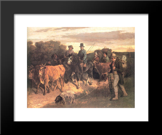 The Peasants Of Flagey Returning From The Fair, Ornans 20x24 Black Modern Wood Framed Art Print Poster by Courbet, Gustave