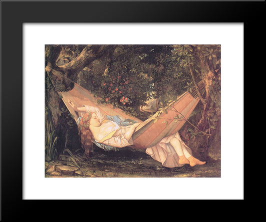 The Hammock 20x24 Black Modern Wood Framed Art Print Poster by Courbet, Gustave