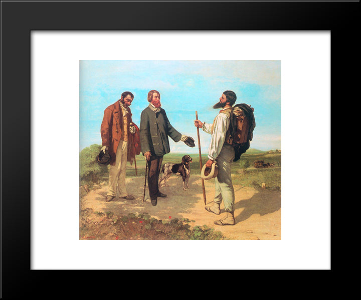 The Meeting 20x24 Black Modern Wood Framed Art Print Poster by Courbet, Gustave