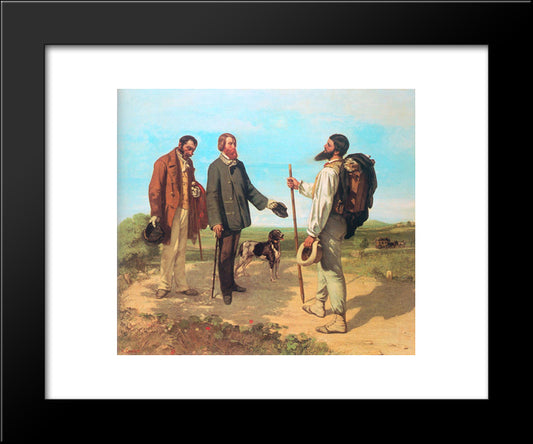 The Meeting 20x24 Black Modern Wood Framed Art Print Poster by Courbet, Gustave