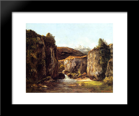 Landscape: The Source Among The Rocks Of The Doubs 20x24 Black Modern Wood Framed Art Print Poster by Courbet, Gustave
