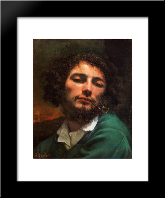 Portrait Of The Artist 20x24 Black Modern Wood Framed Art Print Poster by Courbet, Gustave