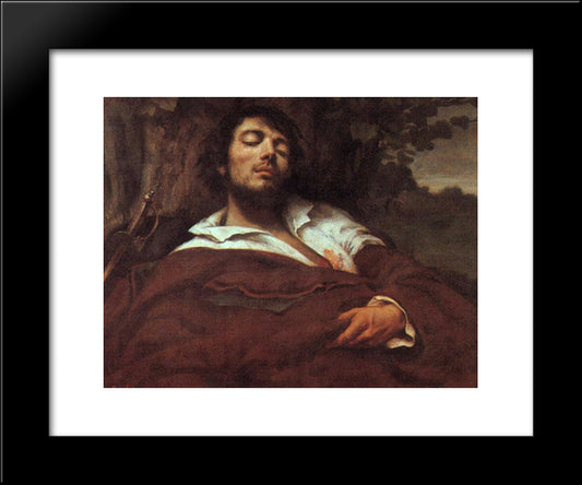 Wounded Man 20x24 Black Modern Wood Framed Art Print Poster by Courbet, Gustave