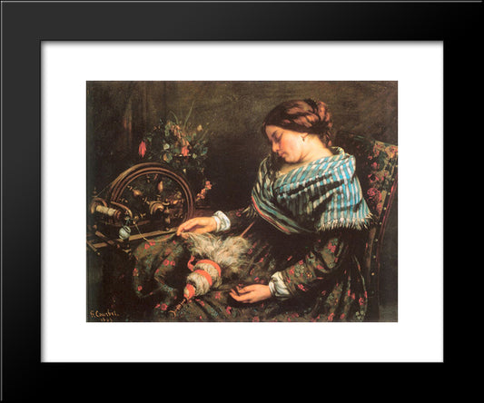 The Sleeping Spinner 20x24 Black Modern Wood Framed Art Print Poster by Courbet, Gustave