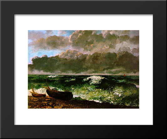 The Stormy Sea 20x24 Black Modern Wood Framed Art Print Poster by Courbet, Gustave