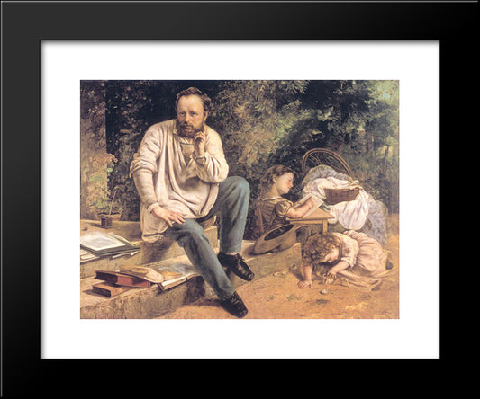 Portrait Of P.J. Proudhon In 1853 20x24 Black Modern Wood Framed Art Print Poster by Courbet, Gustave