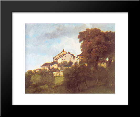 The Houses Of The Chateau D'Ornans 20x24 Black Modern Wood Framed Art Print Poster by Courbet, Gustave