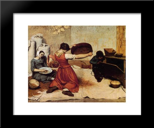 The Grain Sifters 20x24 Black Modern Wood Framed Art Print Poster by Courbet, Gustave