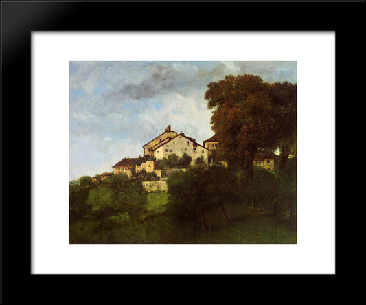 The Houses Of The Chateau D'Ornans 20x24 Black Modern Wood Framed Art Print Poster by Courbet, Gustave