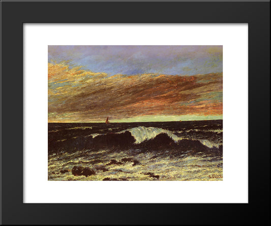 La Vague 20x24 Black Modern Wood Framed Art Print Poster by Courbet, Gustave