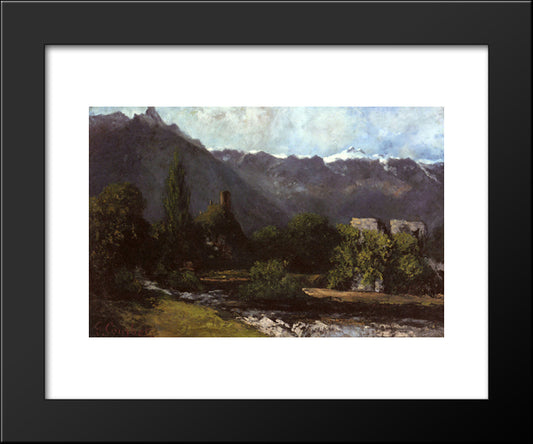 Le Glacier 20x24 Black Modern Wood Framed Art Print Poster by Courbet, Gustave