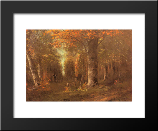 Forest In Autumn 20x24 Black Modern Wood Framed Art Print Poster by Courbet, Gustave