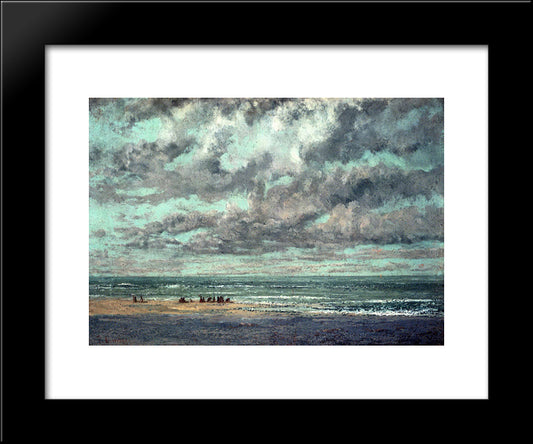 Marine''Les Equilleurs 20x24 Black Modern Wood Framed Art Print Poster by Courbet, Gustave