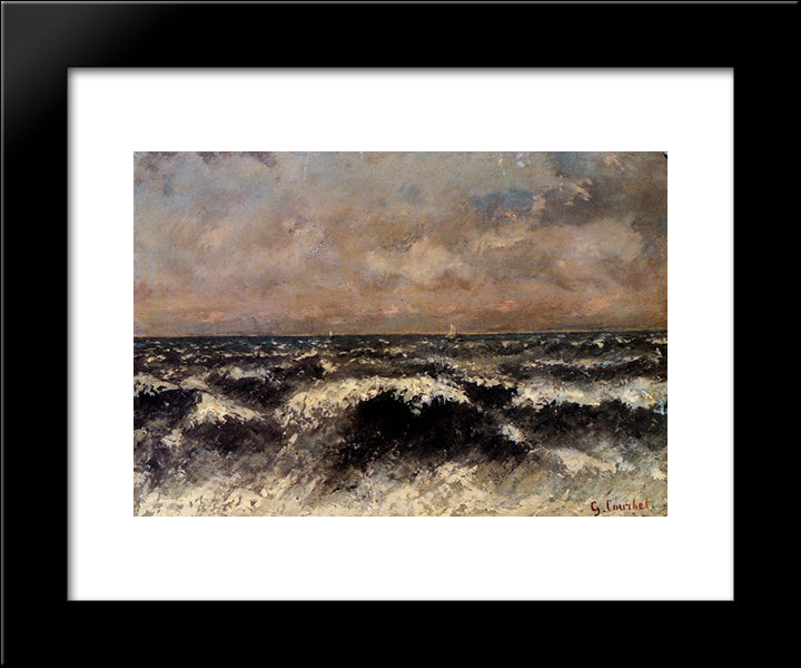 Marine 20x24 Black Modern Wood Framed Art Print Poster by Courbet, Gustave
