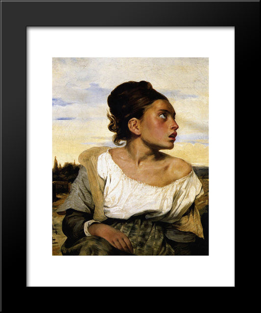 Girl Seated In A Cemetery 20x24 Black Modern Wood Framed Art Print Poster by Delacroix, Eugene