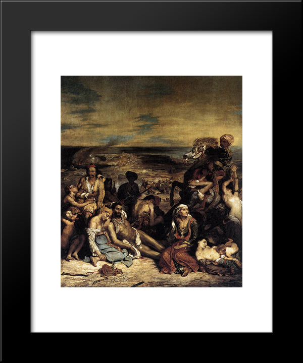 The Massacre At Chios 20x24 Black Modern Wood Framed Art Print Poster by Delacroix, Eugene