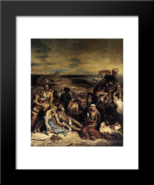 The Massacre At Chios 20x24 Black Modern Wood Framed Art Print Poster by Delacroix, Eugene