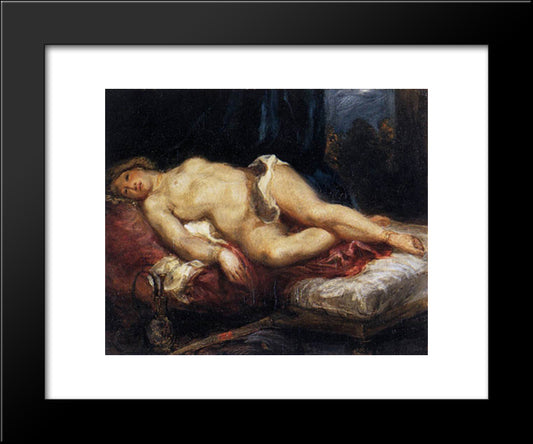 Odalisque Reclining On A Divan 20x24 Black Modern Wood Framed Art Print Poster by Delacroix, Eugene