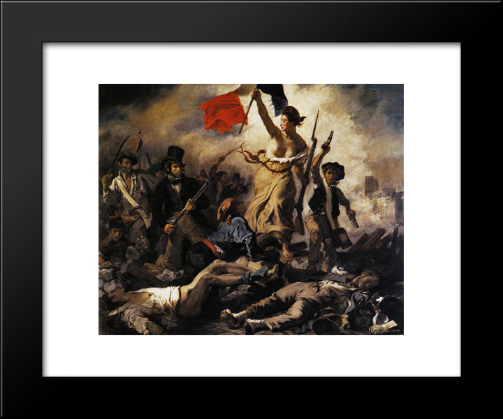 Liberty Leading The People (28Th July 1830) 20x24 Black Modern Wood Framed Art Print Poster by Delacroix, Eugene