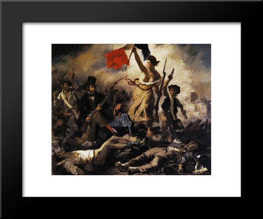 Liberty Leading The People (28Th July 1830) 20x24 Black Modern Wood Framed Art Print Poster by Delacroix, Eugene