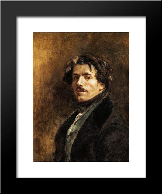 Self'Portrait 20x24 Black Modern Wood Framed Art Print Poster by Delacroix, Eugene