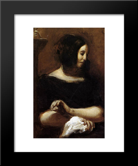 George Sand 20x24 Black Modern Wood Framed Art Print Poster by Delacroix, Eugene