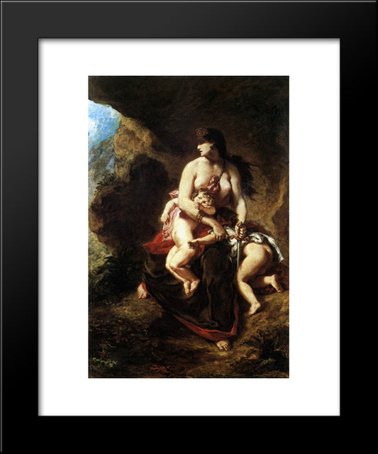 Medea About To Kill Her Children 20x24 Black Modern Wood Framed Art Print Poster by Delacroix, Eugene