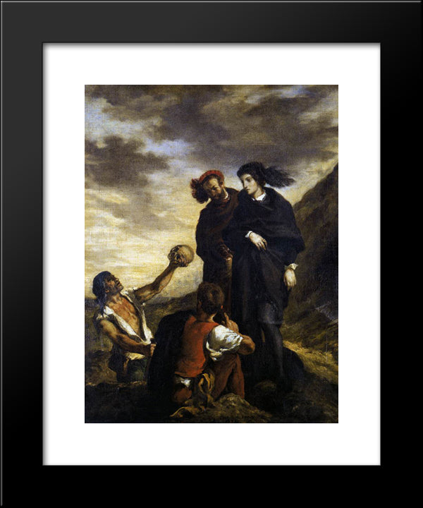 Hamlet And Horatio In The Graveyard 20x24 Black Modern Wood Framed Art Print Poster by Delacroix, Eugene