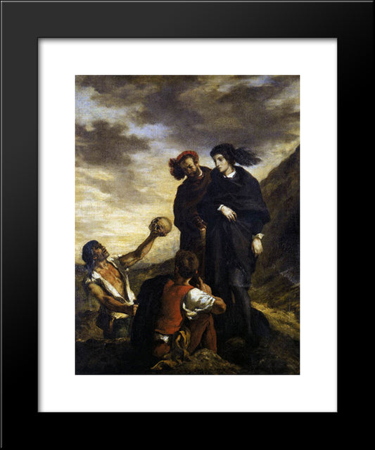 Hamlet And Horatio In The Graveyard 20x24 Black Modern Wood Framed Art Print Poster by Delacroix, Eugene