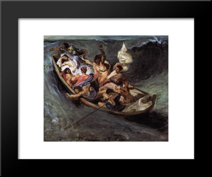 Christ On The Lake Of Gennezaret (Sketch) 20x24 Black Modern Wood Framed Art Print Poster by Delacroix, Eugene