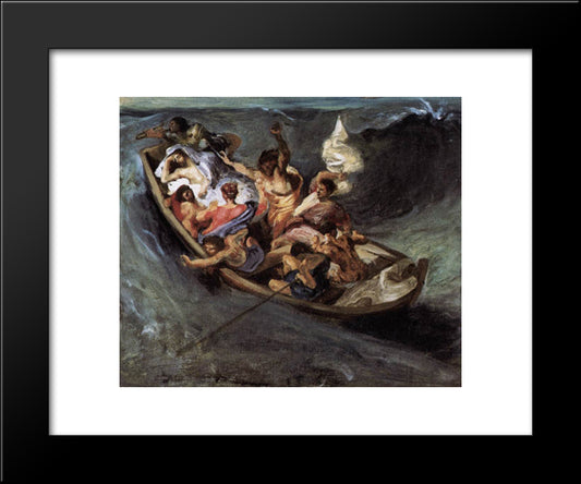 Christ On The Lake Of Gennezaret (Sketch) 20x24 Black Modern Wood Framed Art Print Poster by Delacroix, Eugene