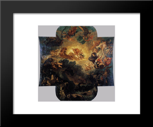 Apollo Vanquishing The Python 20x24 Black Modern Wood Framed Art Print Poster by Delacroix, Eugene