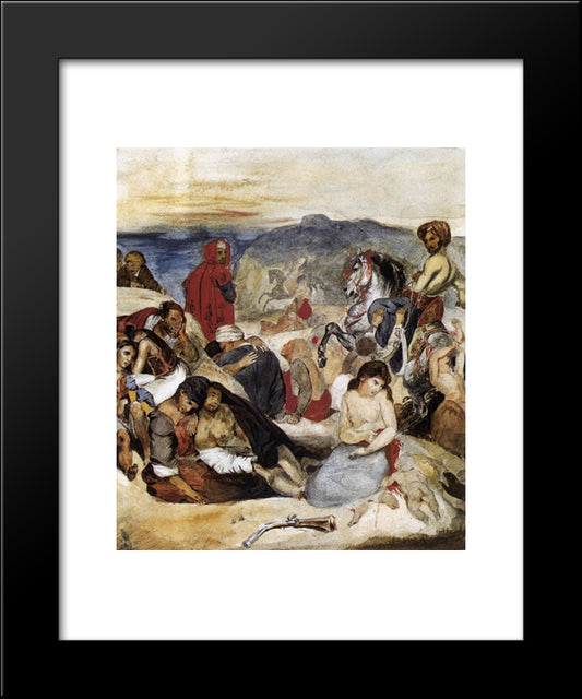 The Massacre Of Chios 20x24 Black Modern Wood Framed Art Print Poster by Delacroix, Eugene