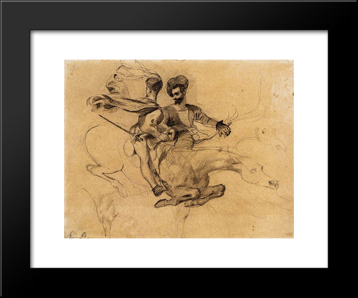 Illustration For Goethe'S Faust 20x24 Black Modern Wood Framed Art Print Poster by Delacroix, Eugene