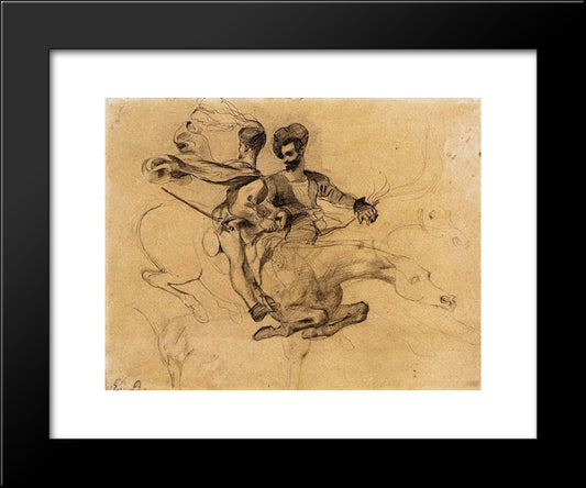 Illustration For Goethe'S Faust 20x24 Black Modern Wood Framed Art Print Poster by Delacroix, Eugene