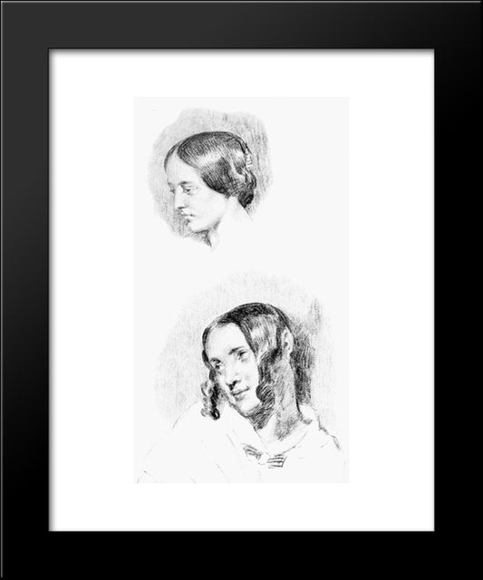 Study For Jenny Le Guillou And Josephine De Forget 20x24 Black Modern Wood Framed Art Print Poster by Delacroix, Eugene