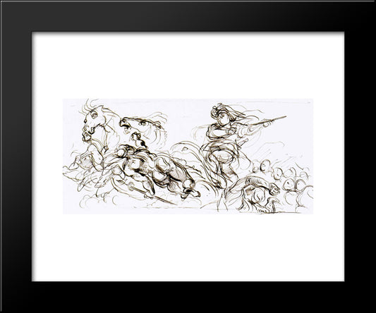 Study For The War Coffer 20x24 Black Modern Wood Framed Art Print Poster by Delacroix, Eugene