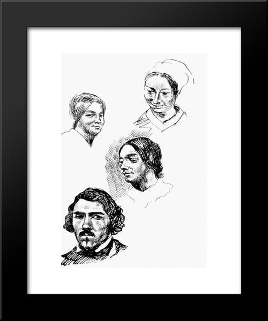 Page Of A Sketchbook 20x24 Black Modern Wood Framed Art Print Poster by Delacroix, Eugene