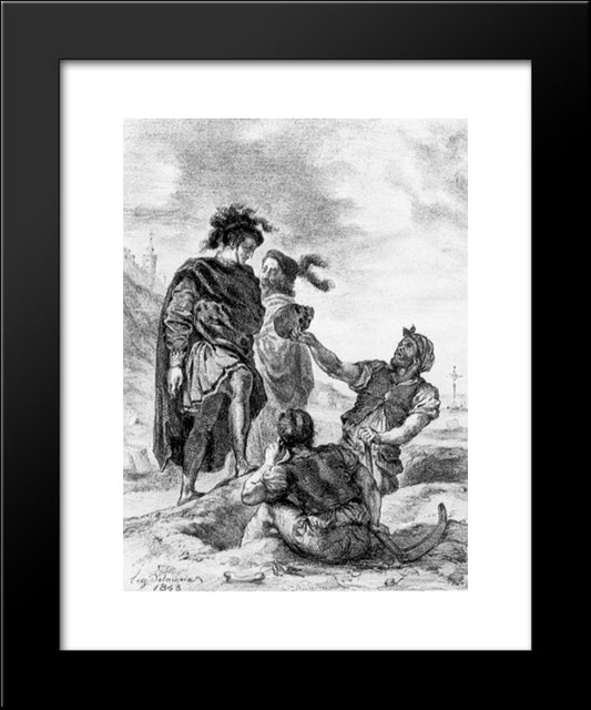 Hamlet And Horatio In The Graveyard 20x24 Black Modern Wood Framed Art Print Poster by Delacroix, Eugene